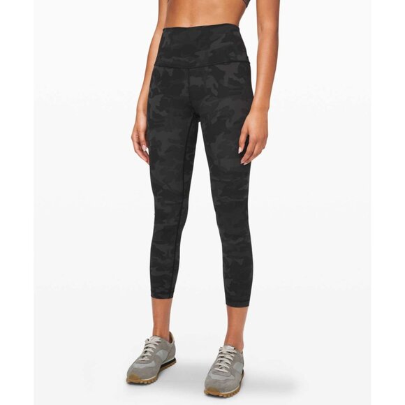 Lululemon Wunder Train High-Rise Crop Athletic Leggings Black Gray Camo Sz 4 - Picture 3 of 8